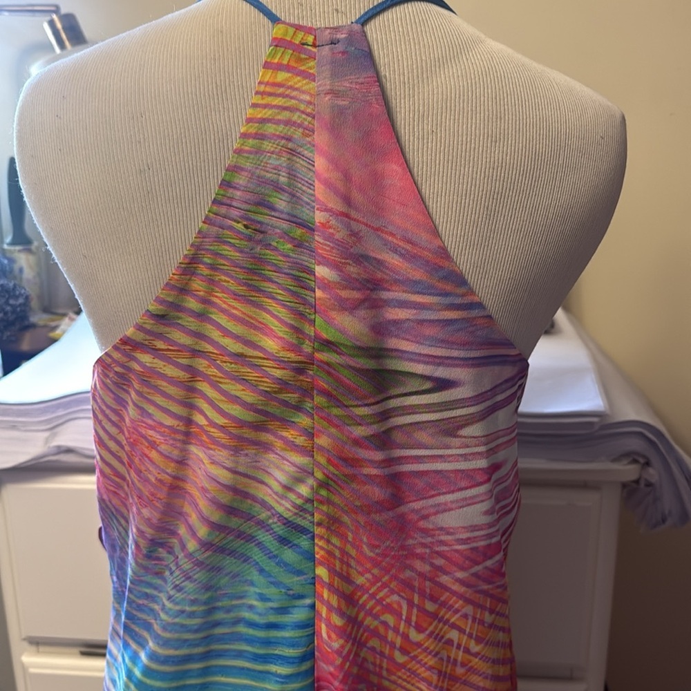Multicolor Sleeveless Dress, crossover front - Picture 5 of 13